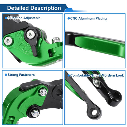 Adjustable Brake Clutch Levers for Yamaha MT125 (2014–2021) Green Black