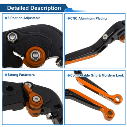 Adjustable Brake Clutch Levers for Honda CBR650R (2019–2023) Black Orange