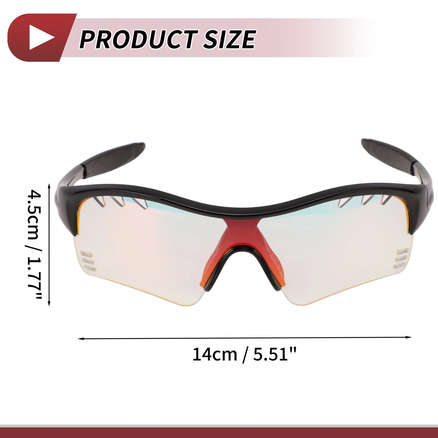 Motorcycle Riding Goggles for Motorcycle (Light Red Lens, Black Frame)