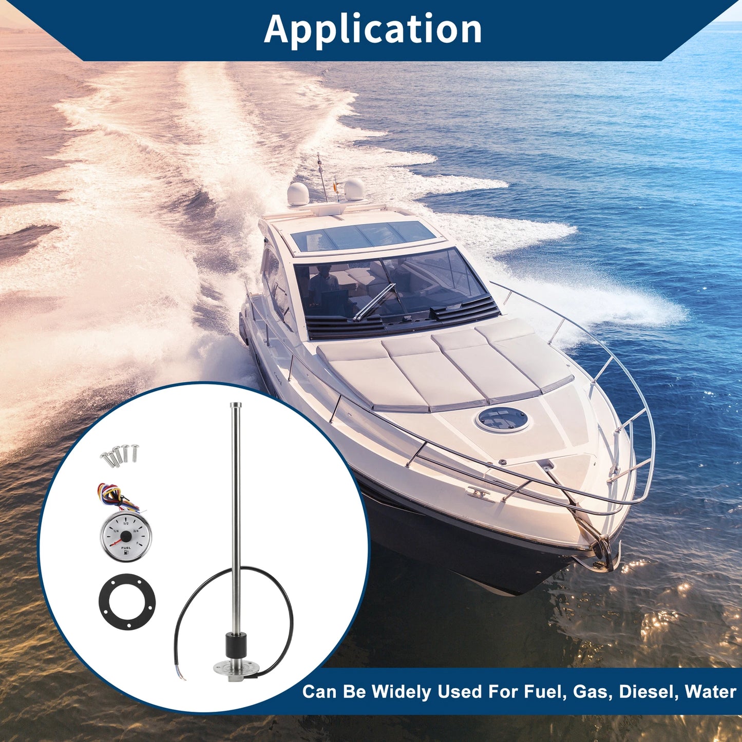 Fuel Sending Unit and Gauge Kit 0-190 Ohm for Boat Car Truck (0-190)