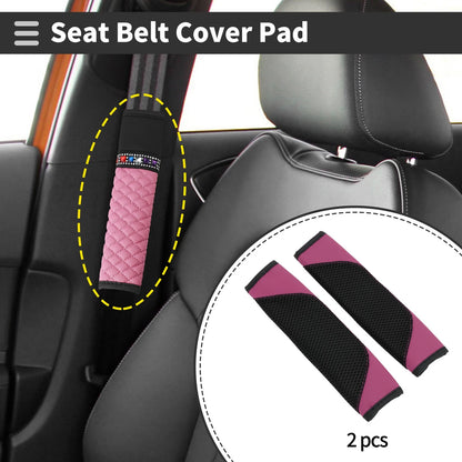 Set of 2 Pink Seat Belt Cover Pads for Universal Fit (22cm)