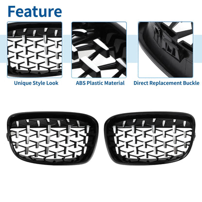 Front Upper Bumper Grille Grill for BMW 1 Series Half Chrome Silver Tone