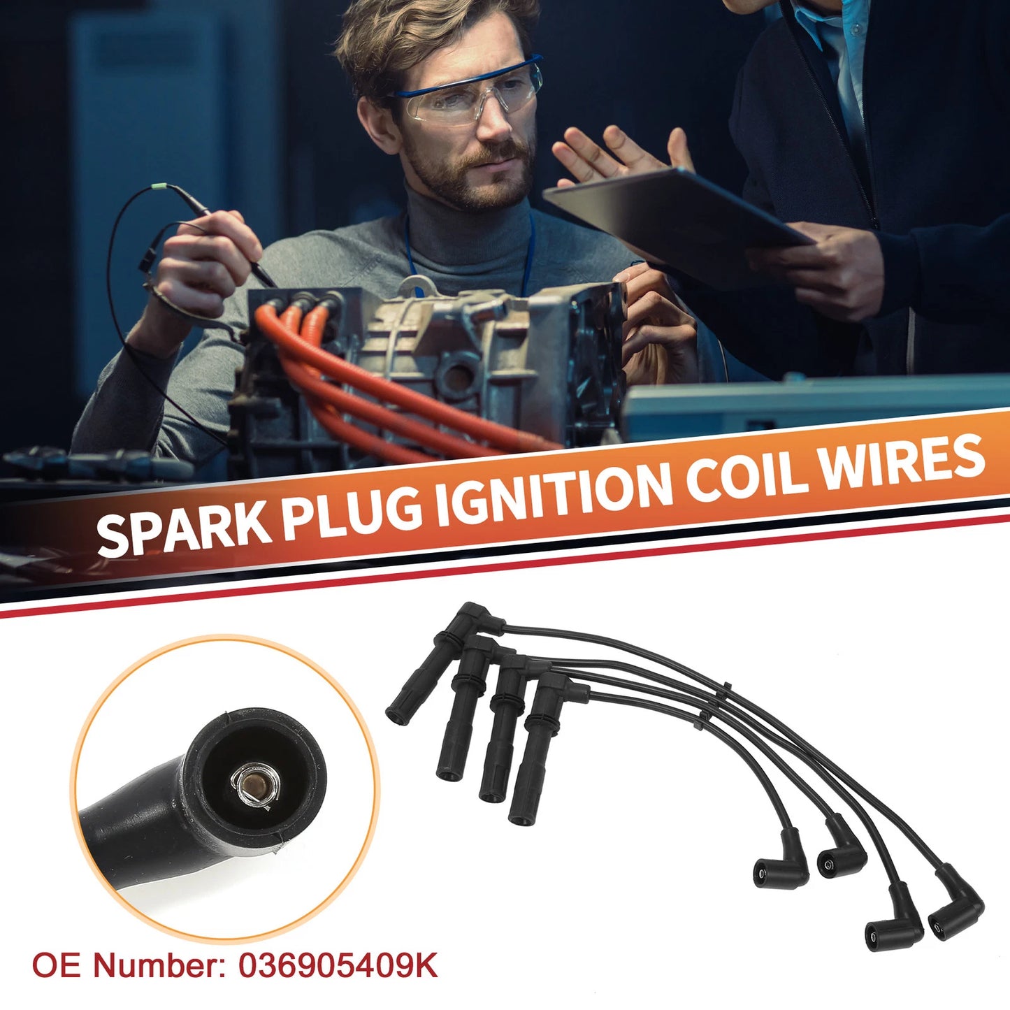 Set of 4 Spark Plug Wire Ignition Coil Cables No. 036905409K for VW Golf IV (1997–2006)