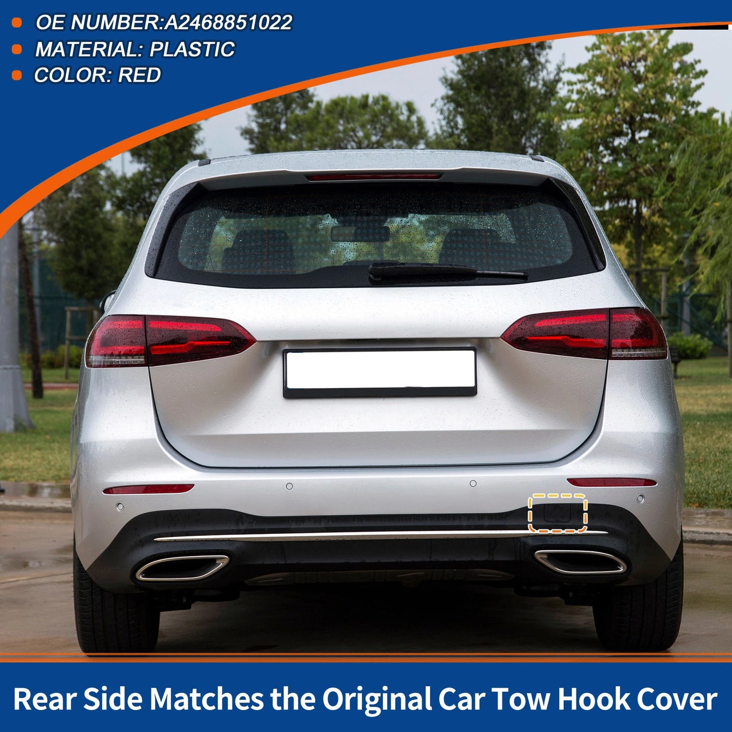 Rear Tow Hook Cover for Mercedes-Benz B-Class W246 (2012–2019) No.A2468851422 Red