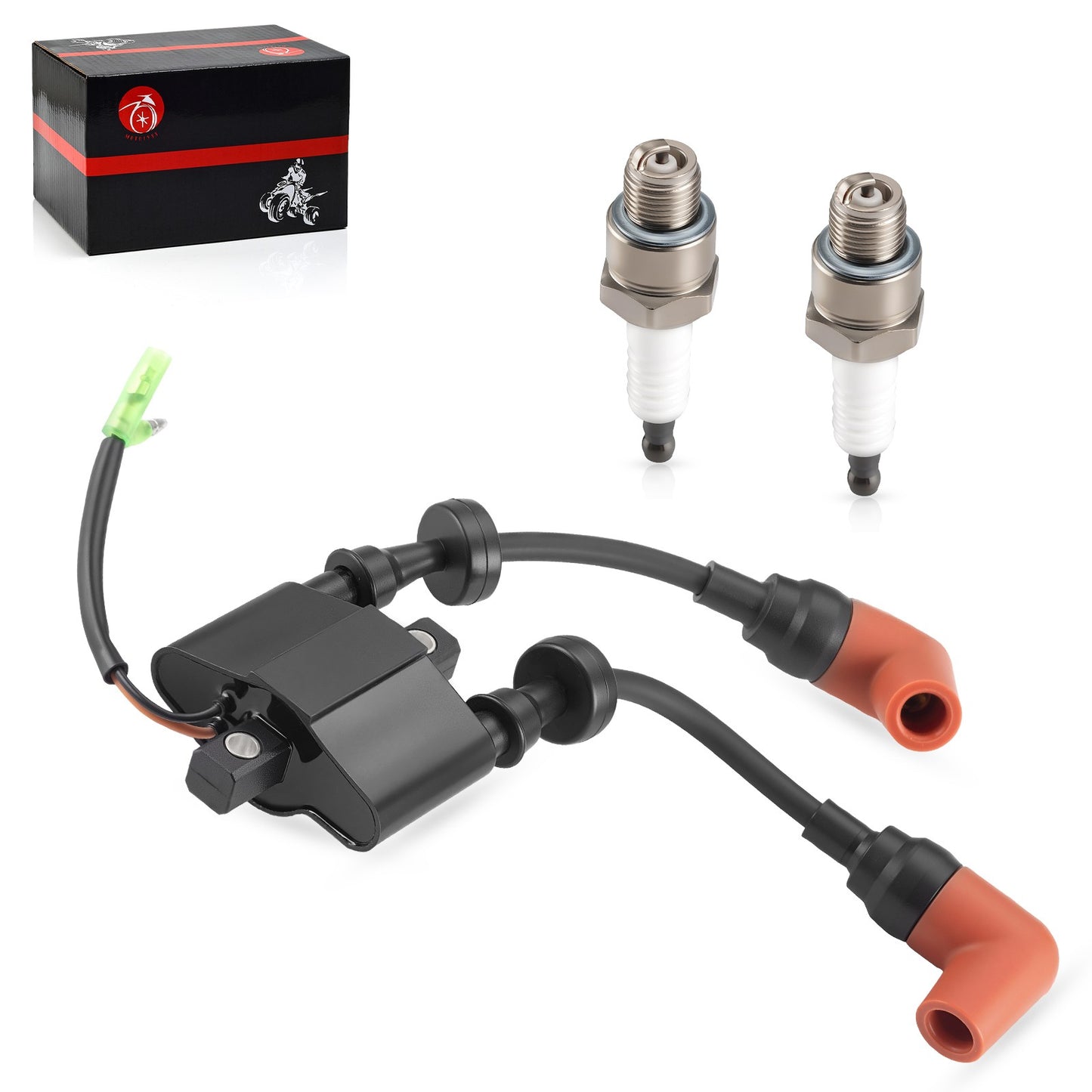 Ignition Coil & Spark Plug Set for Yamaha Outboard F6 F8 F9.9 T8 T9.9 C25 (4-Stroke)