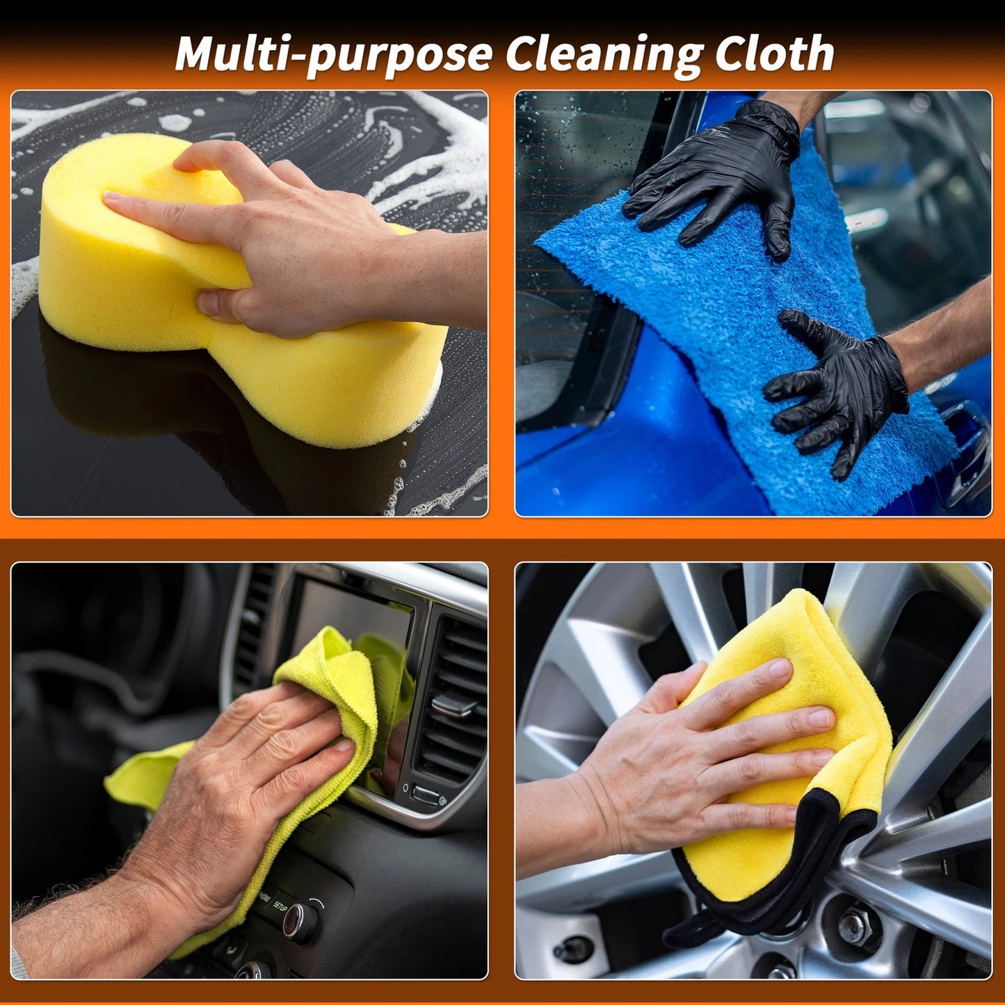 Microfiber Car Wash Towel 12x8x4cm - Light Blue (1 Pc)