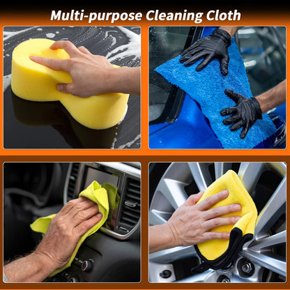 Microfiber Car Wash Towel 12x8x4cm - Light Blue (1 Pc)