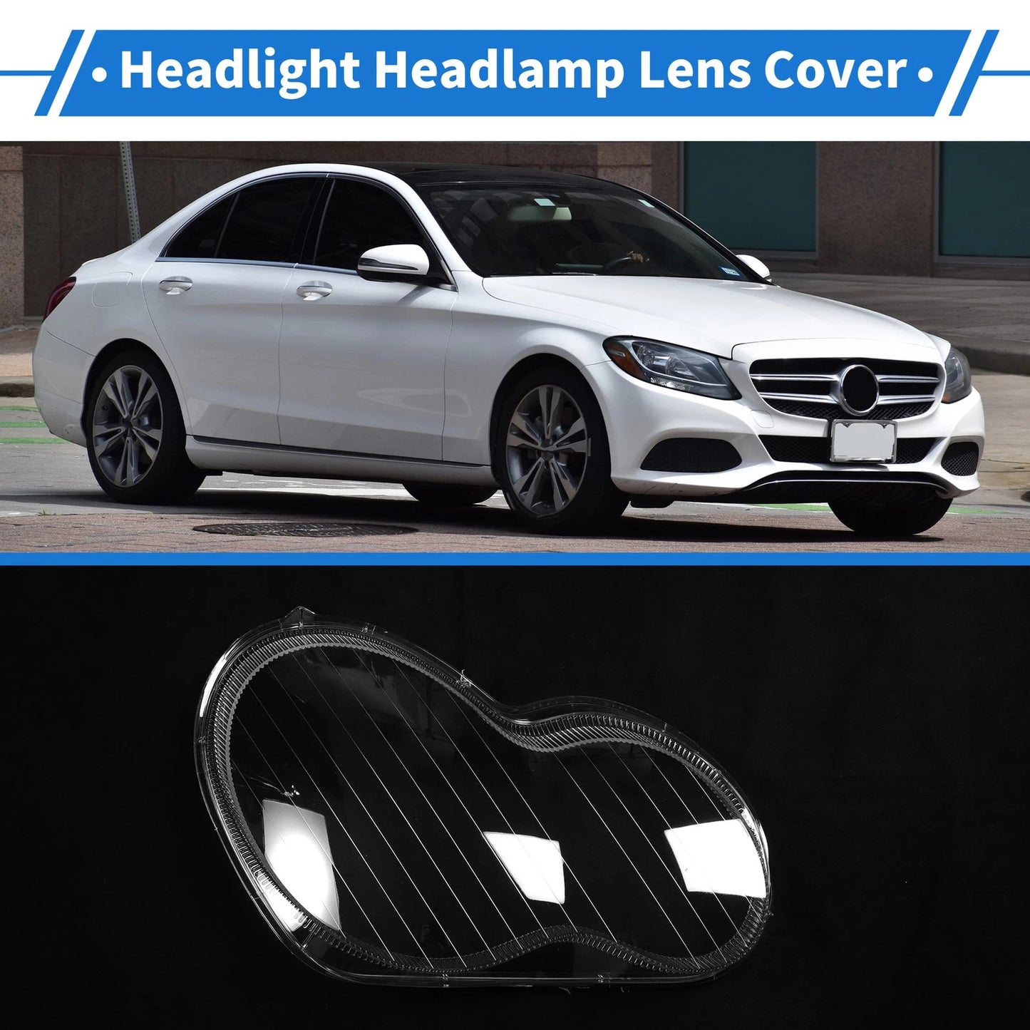Headlight Lens Cover for Mercedes-Benz C-Class (2001–2017)