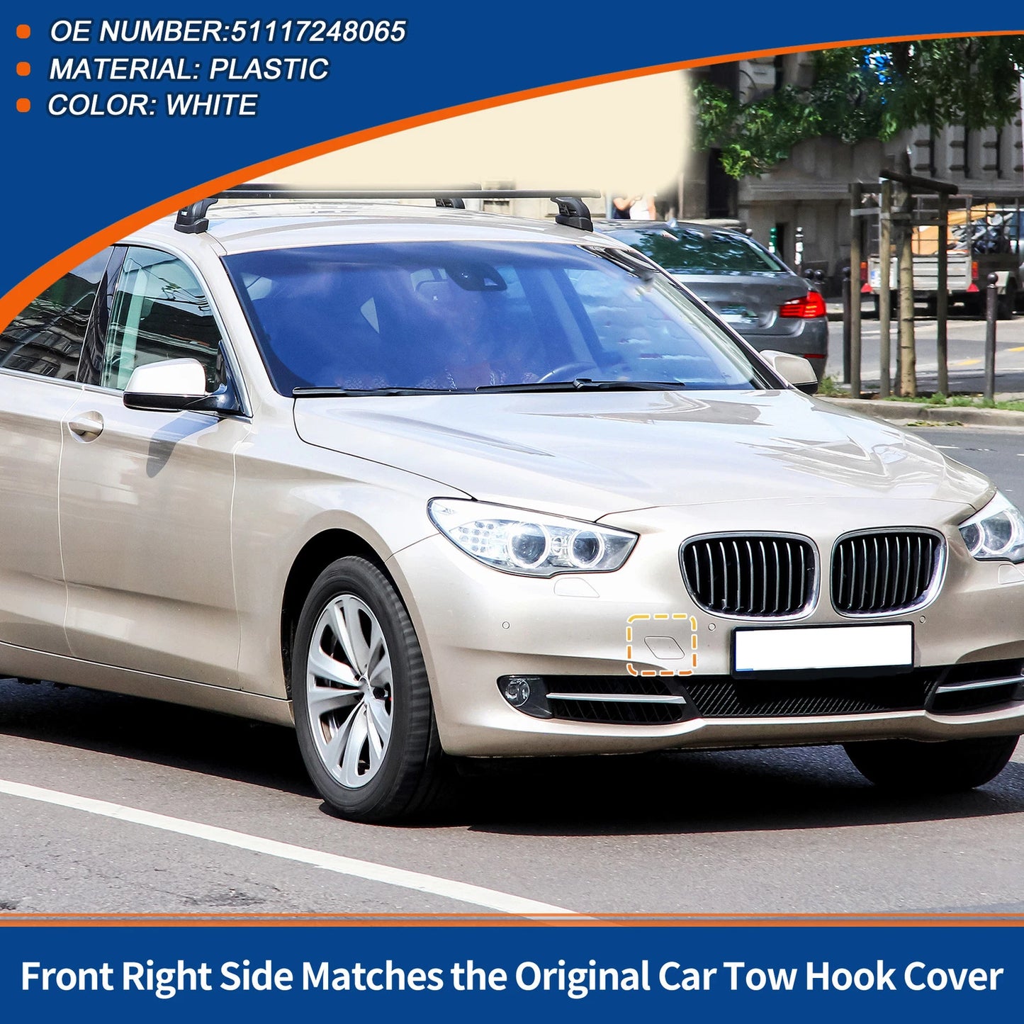 Tow Hook Cover for BMW 535i 550i GT (2010–2017) No. 51117248065 White