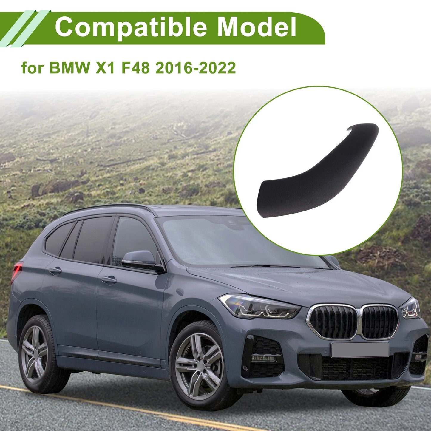 Door Panel Handle Pull Trim Cover for BMW X1 F48 (2016–2022) No. 51417417513 Black
