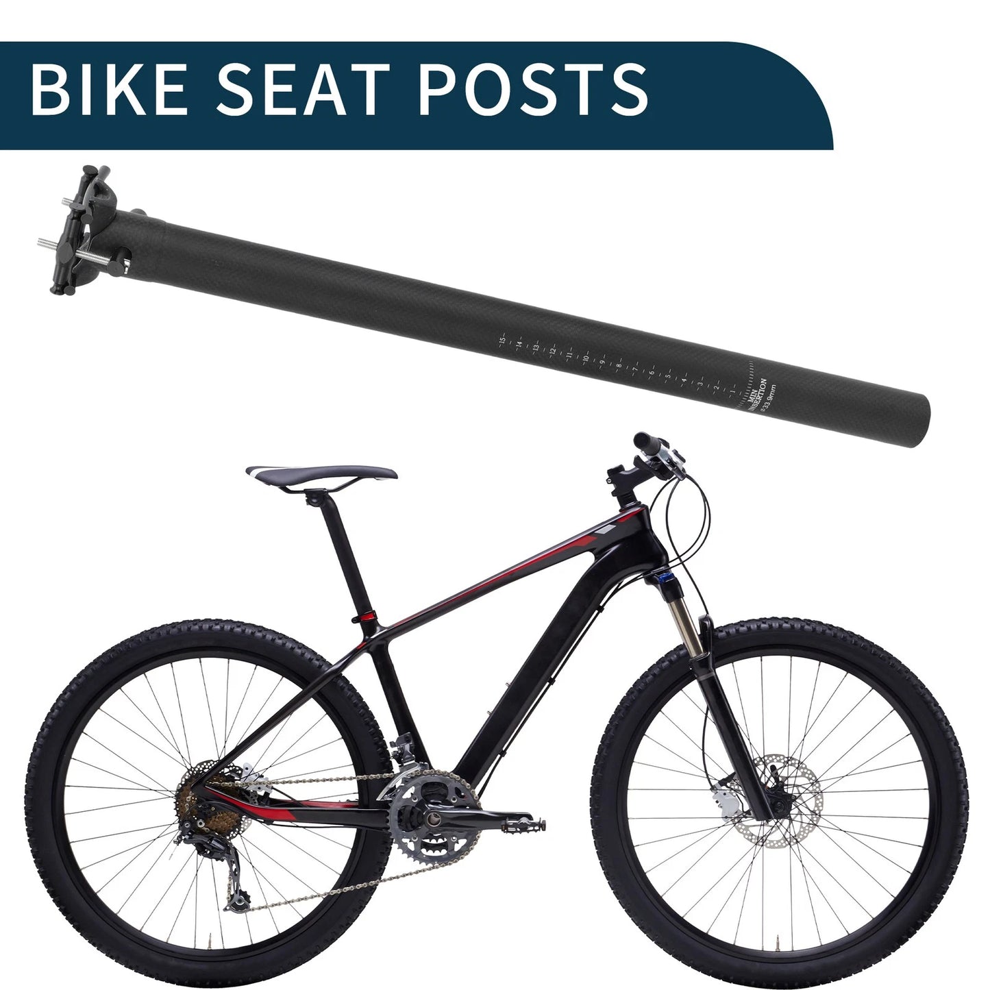 33.9mm Carbon Fiber Bike Seat Post for Universal Fit (500mm)