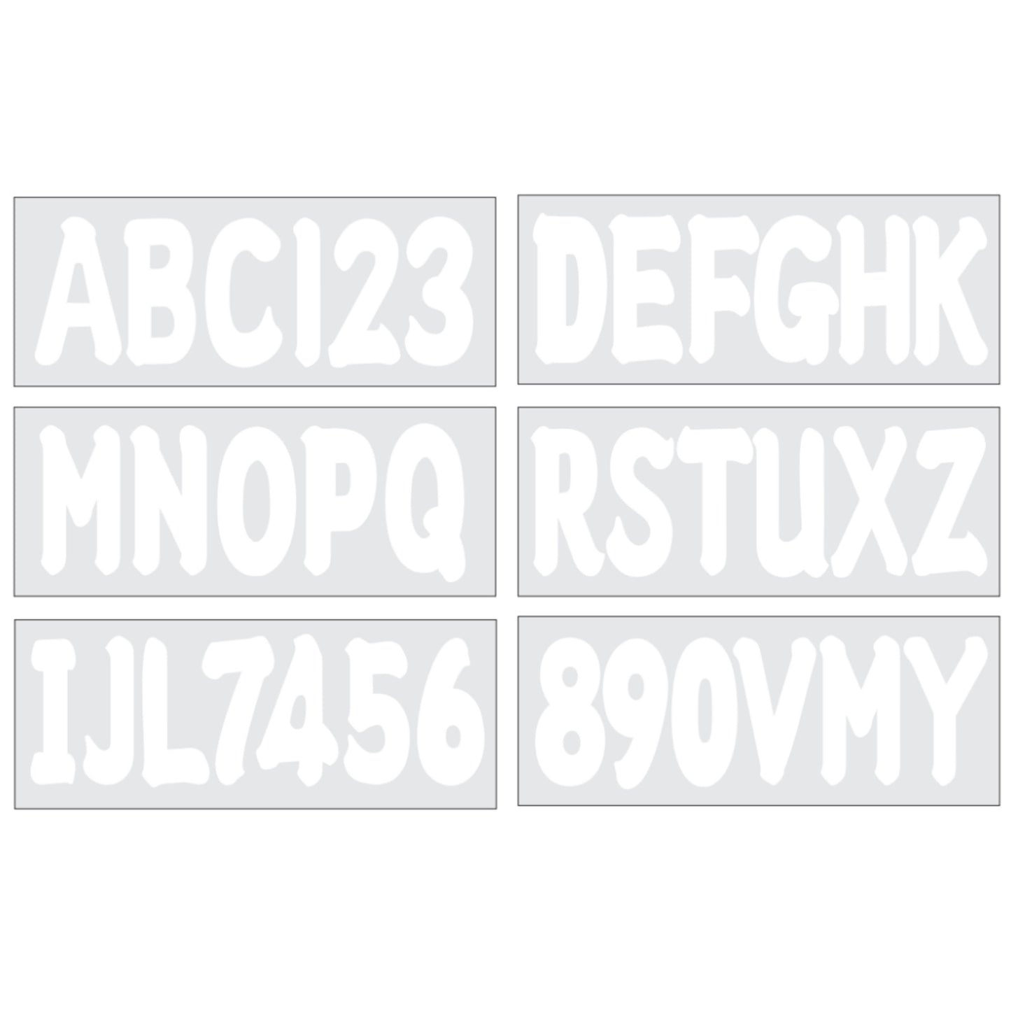 Set of 4 Custom Boat Registration Numbers Decals A-Z & 0-9 White