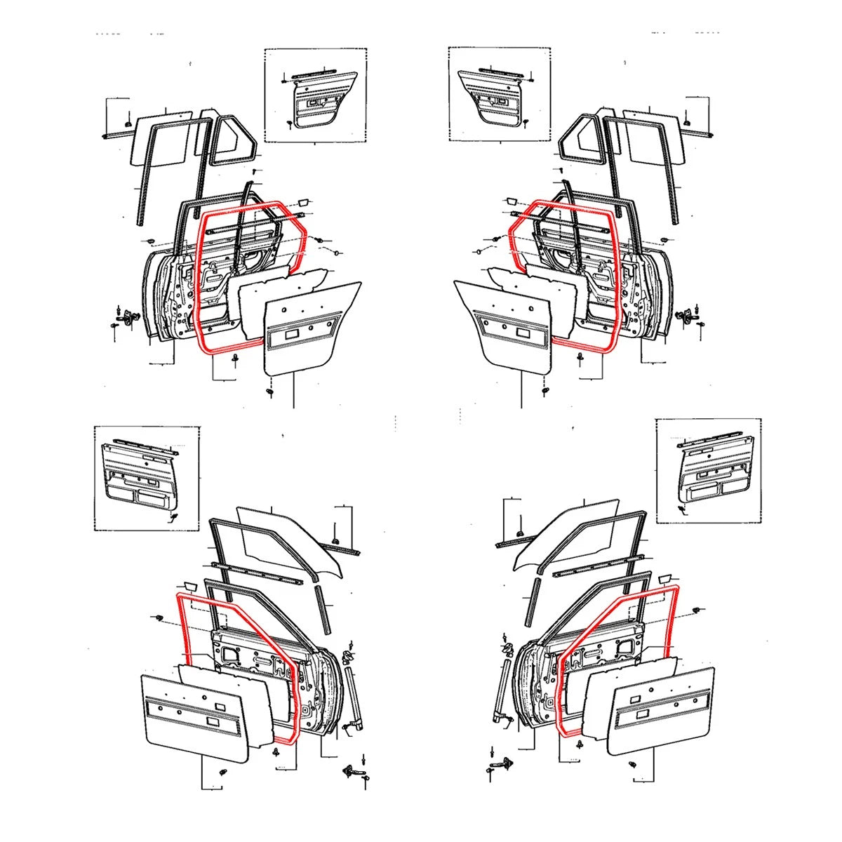 Weatherstrip Set for Toyota Corolla Sedan DX KE70 AE71 TE71 TE72 (1970–1982)