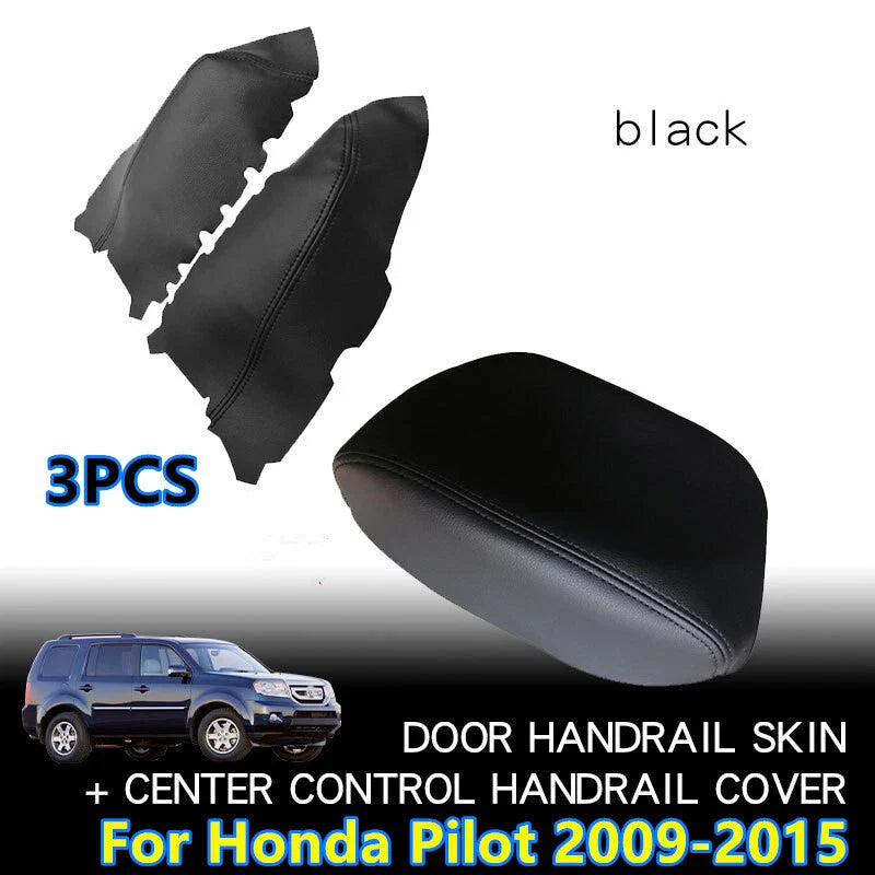 3Pcs Black Console Lid Armrest Panels Cover for Honda Pilot (2009–2015)