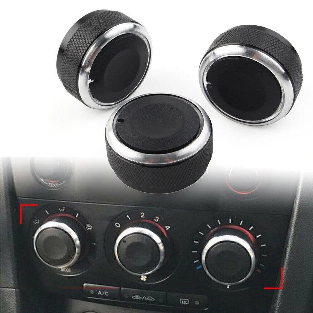 Set of 2 Red AC Climate Control Knob Ring Covers for Mazda 3 (2014–2018) CX-5 (2016–2019)