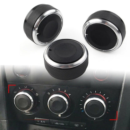 Set of 2 Red AC Climate Control Knob Ring Covers for Mazda 3 (2014–2018) CX-5 (2016–2019)