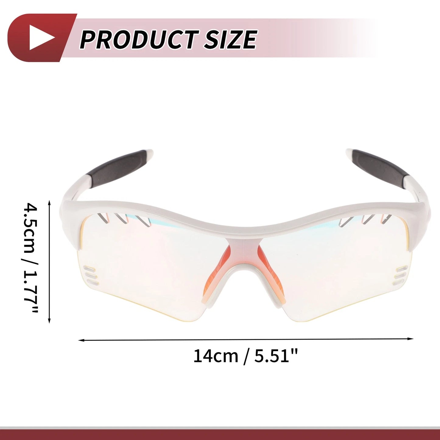 Motorcycle Riding Goggles for Various Models (Light Red Lens, White Frame)