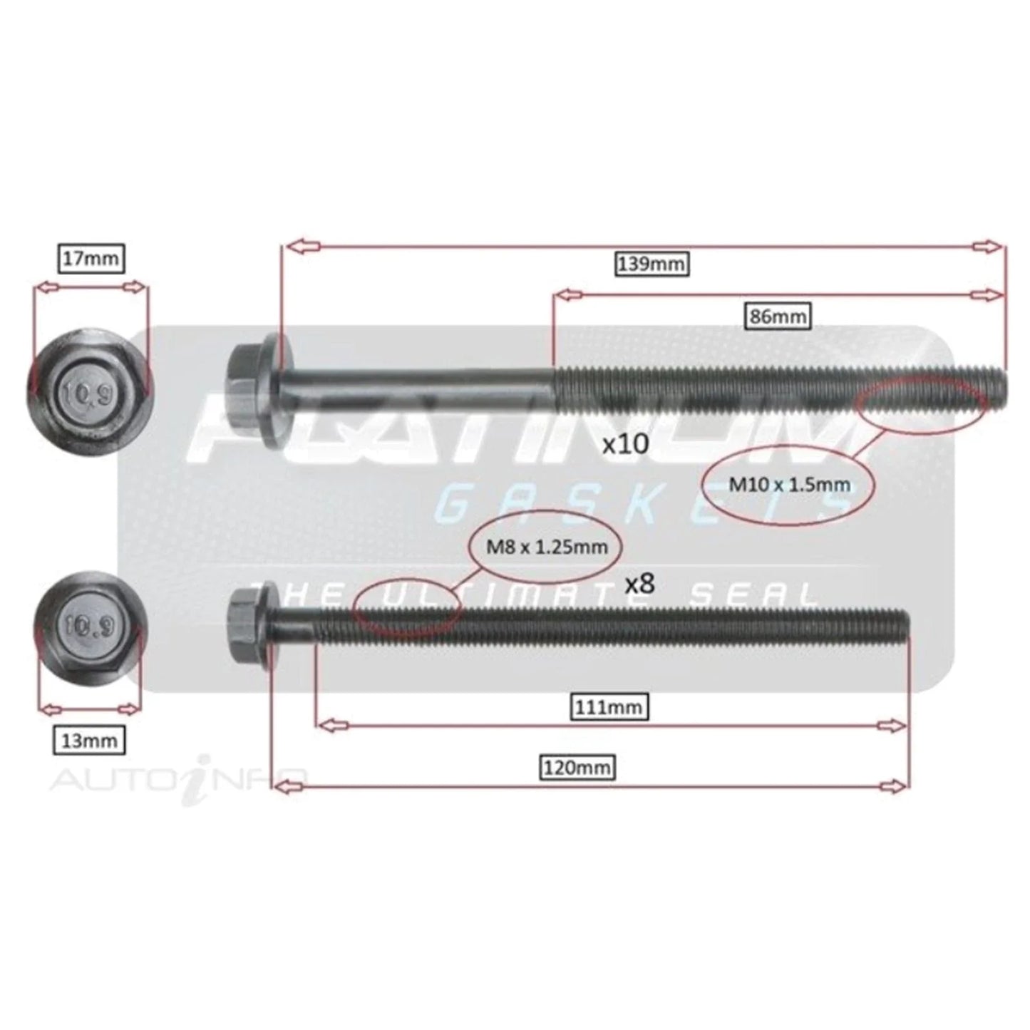 Engine Cylinder Head Bolt Set 4-Cyl 2.2L for Ford Transit VM (2012-2014)