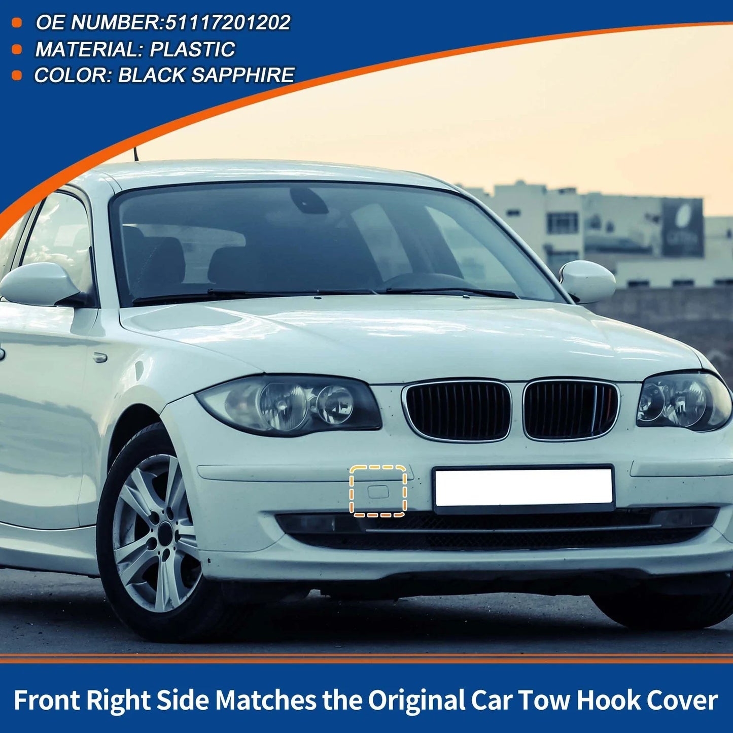 Front Car Bumper Tow Hook Cover for BMW E81 E87 Black Sapphire