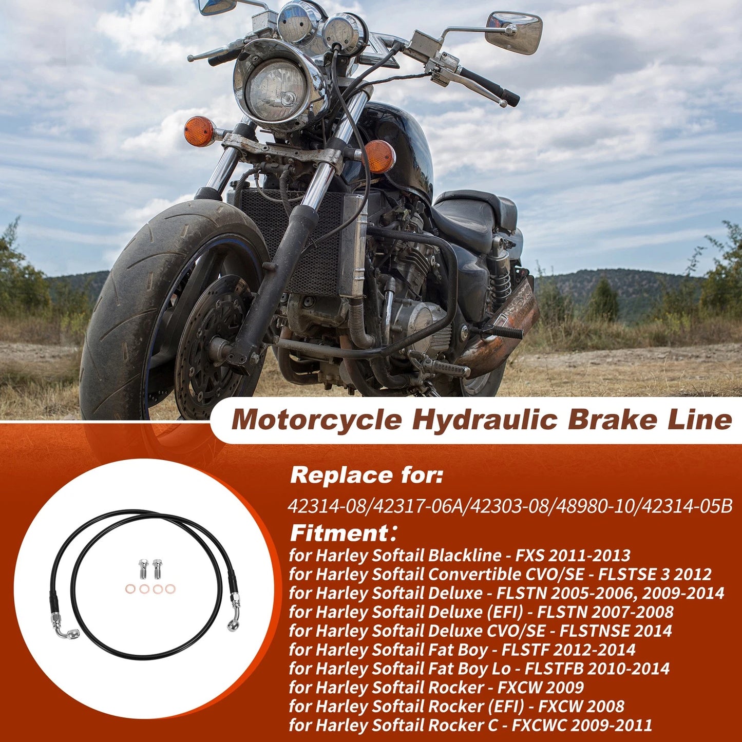 Hydraulic Front Brake Line Kit for Harley Softail (2011–2013) No. 42314-08 Black