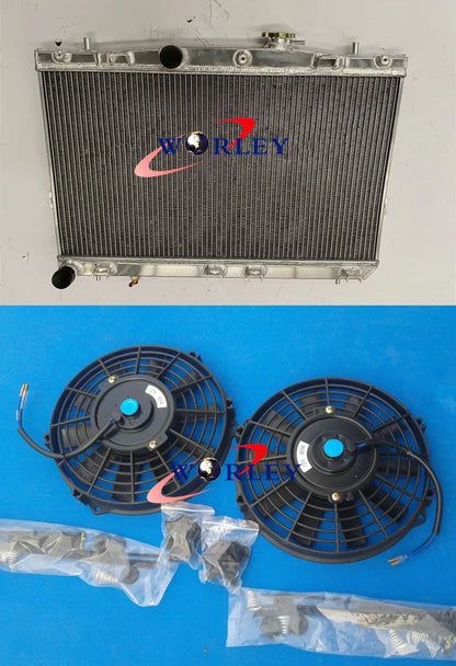 Aluminum Radiator & Fans for Hyundai Elantra Tiburon L4 V6 2.0L 2.7L (2001-2008)