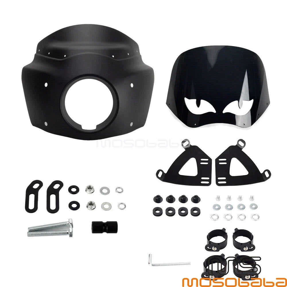 Matte Black Headlight Fairing w/ 12" Windshield for HD Softail Low Rider S (20-23)