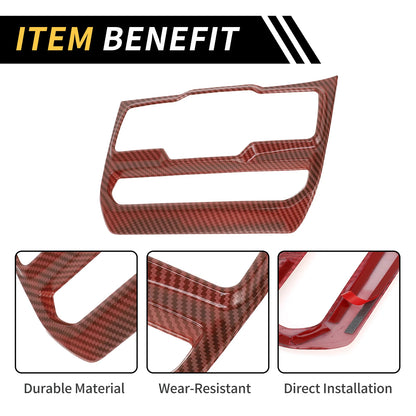 Dashboard Center Console Window Control Panel Cover for Jeep  Carbon Fiber Red