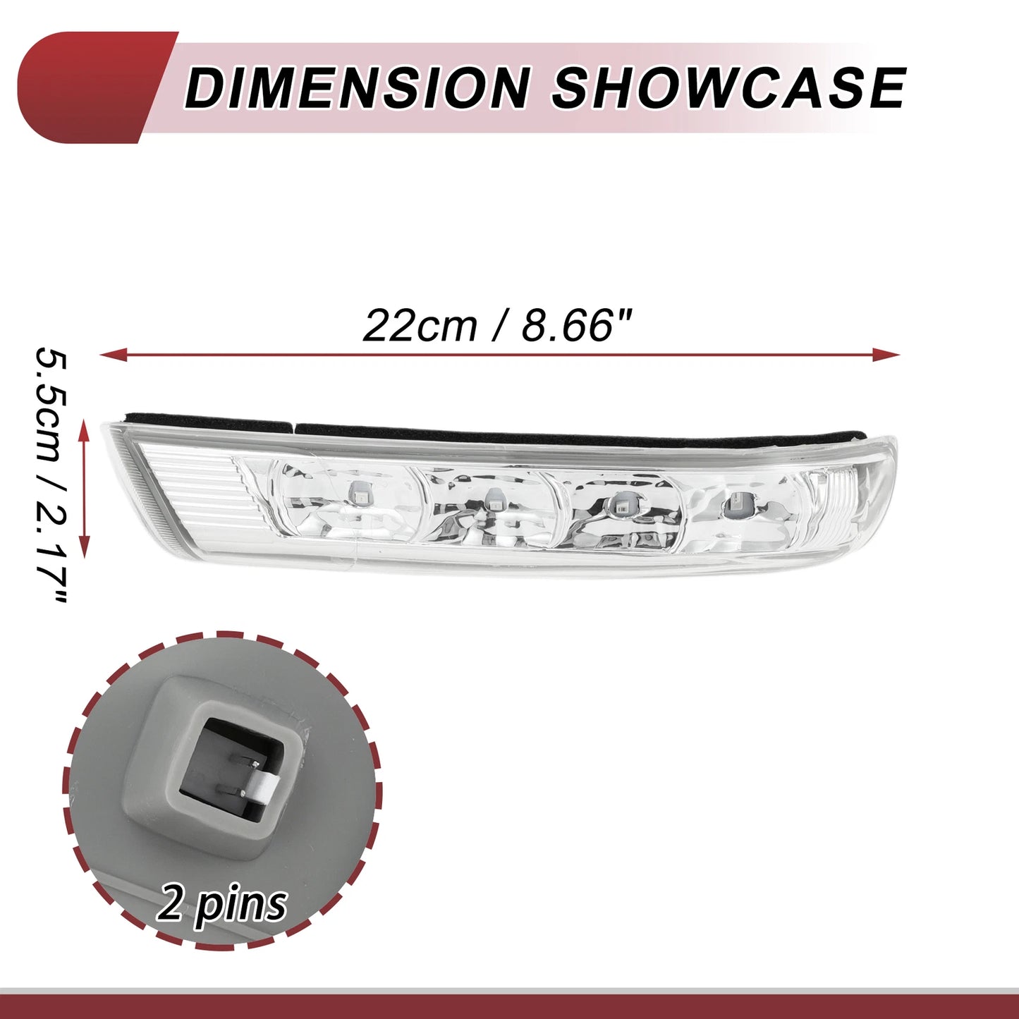 Mirror Turn Signal Light for Hyundai Santa Fe (No. 876133J000, Left, Gray, Clear)