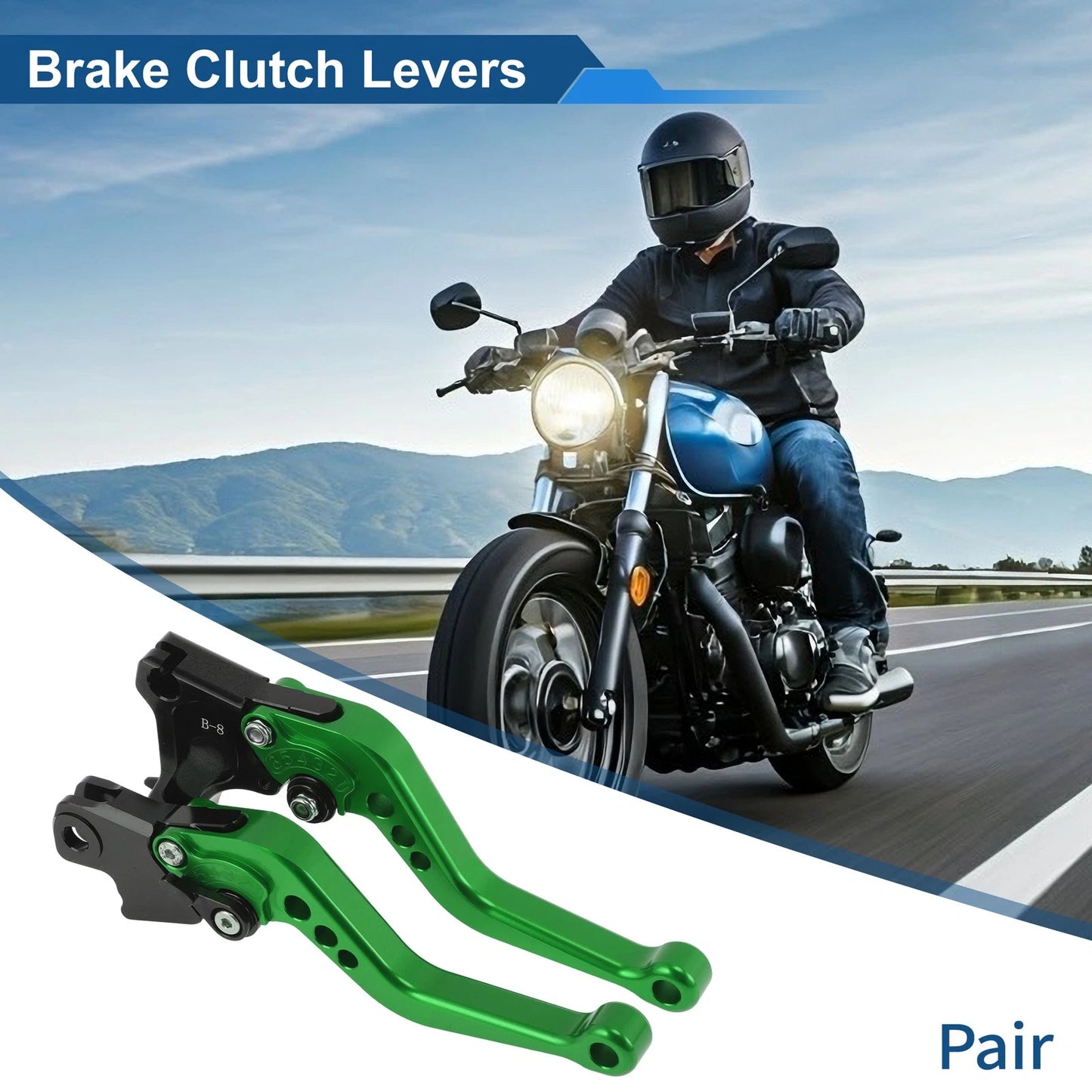 Adjustable Short Brake Clutch Levers for BMW F650GS (2008–2012) Green 1 Pair
