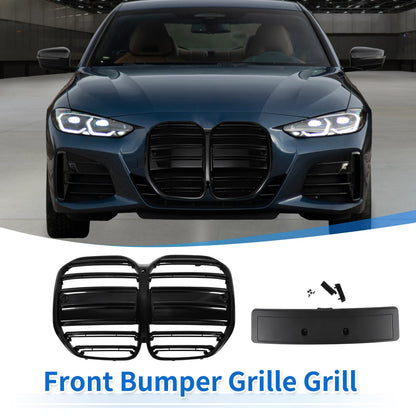 Front Upper Bumper Grille for BMW 4 Series G22 (2021–2023) Black Double Slat