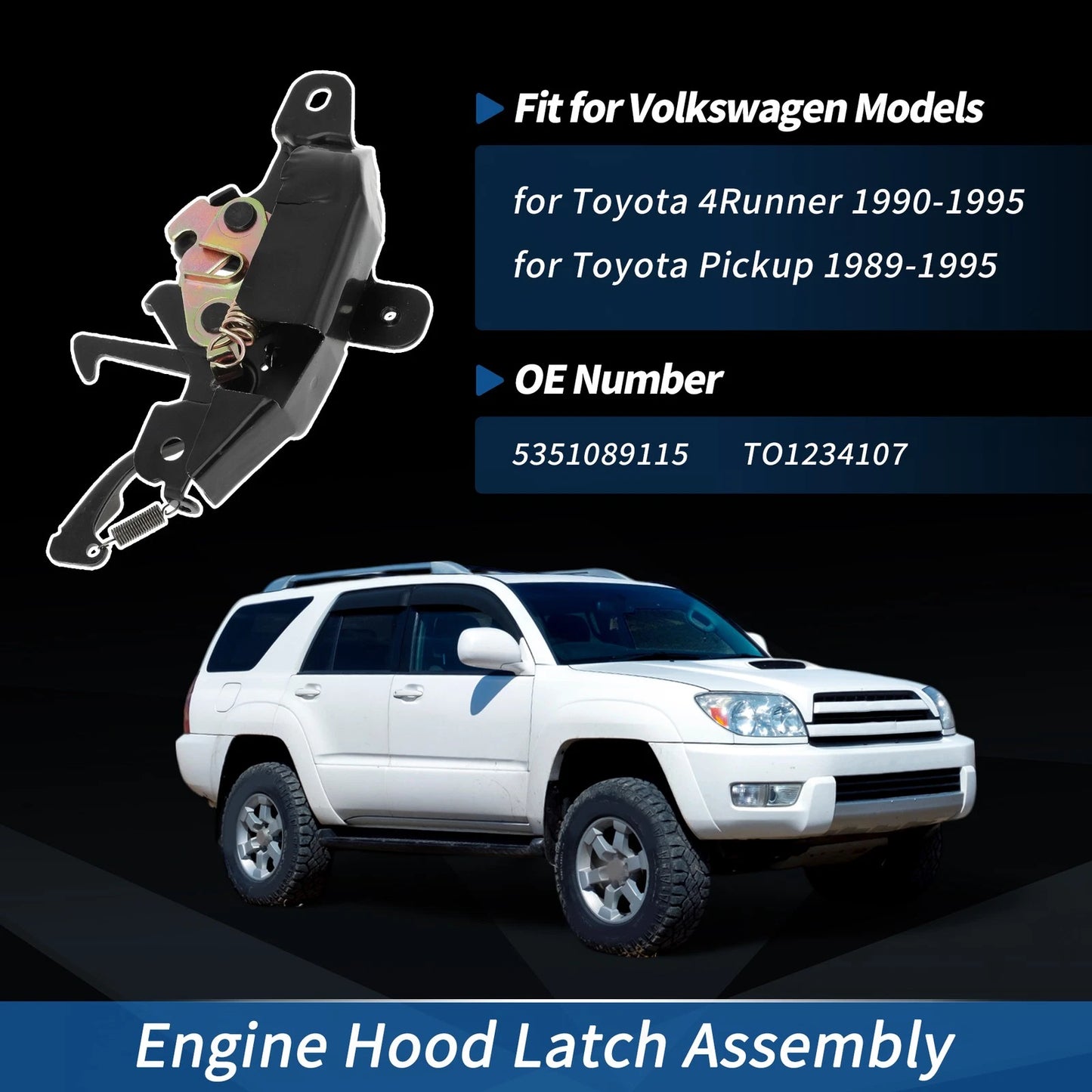 Hood Latch Assembly for Toyota 4Runner (1990–1995) No. 53510-89115
