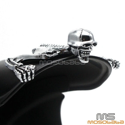 7" Headlight Visor & Fender Chrome Skull Ornament for Harley