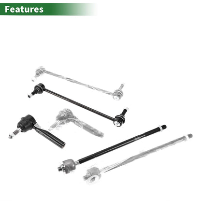 6pcs Front Suspension Kit Tie Rod End Sway Bar Link for Volkswagen Routan (2009–2011)