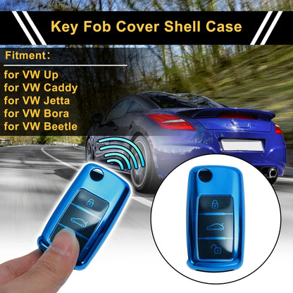Blue TPU Car Key Case for VW Up (2011–2023) - 3 Buttons