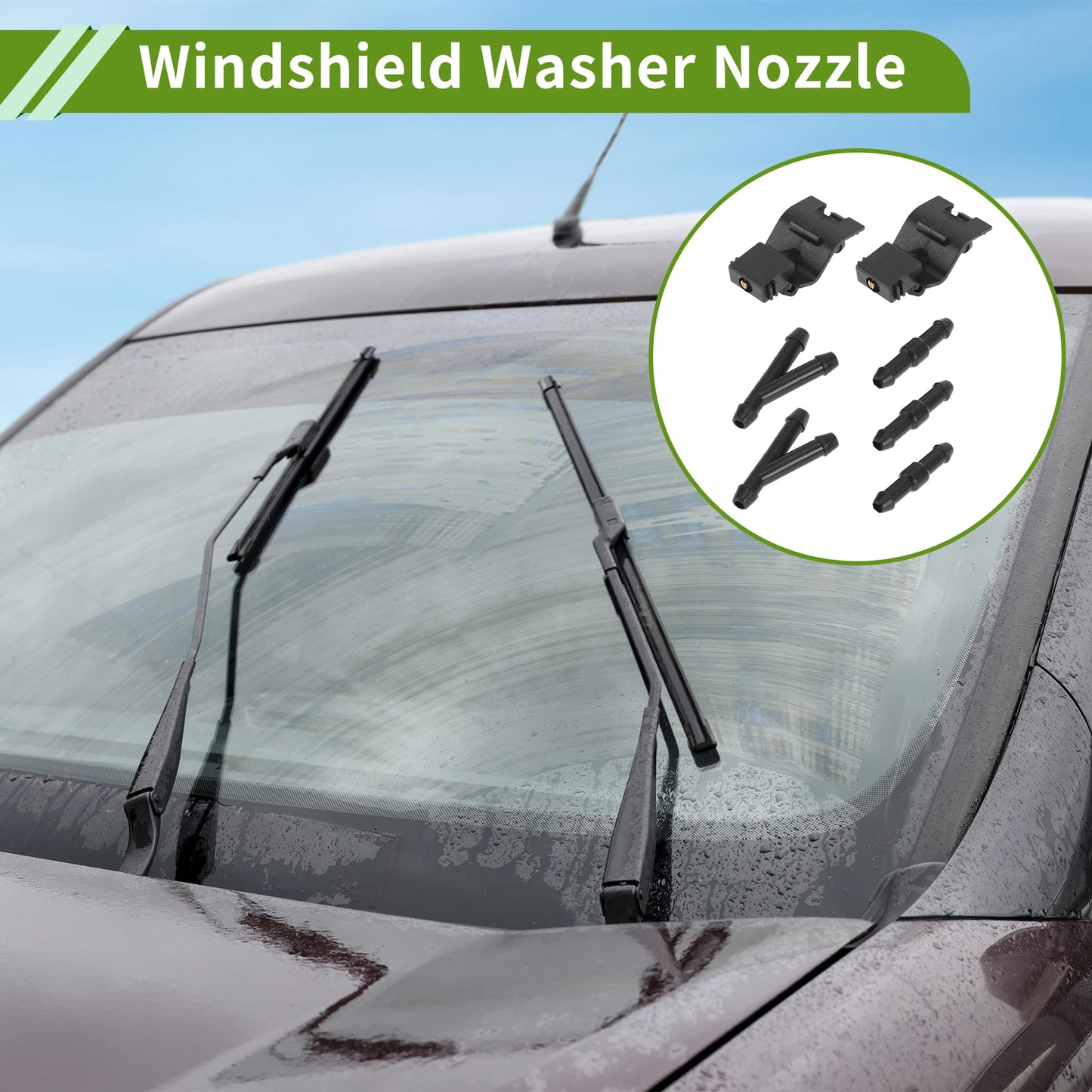Set of 1 Windshield Washer Nozzle with Hose Connector for Toyota (No. 8538112300)