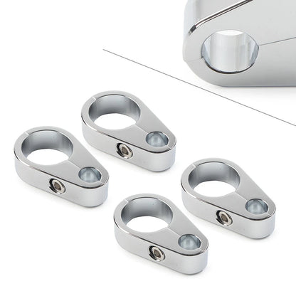 4X Brake Clutch Cable Wire Clamp Clip Chrome for Harley 1" Handlebar
