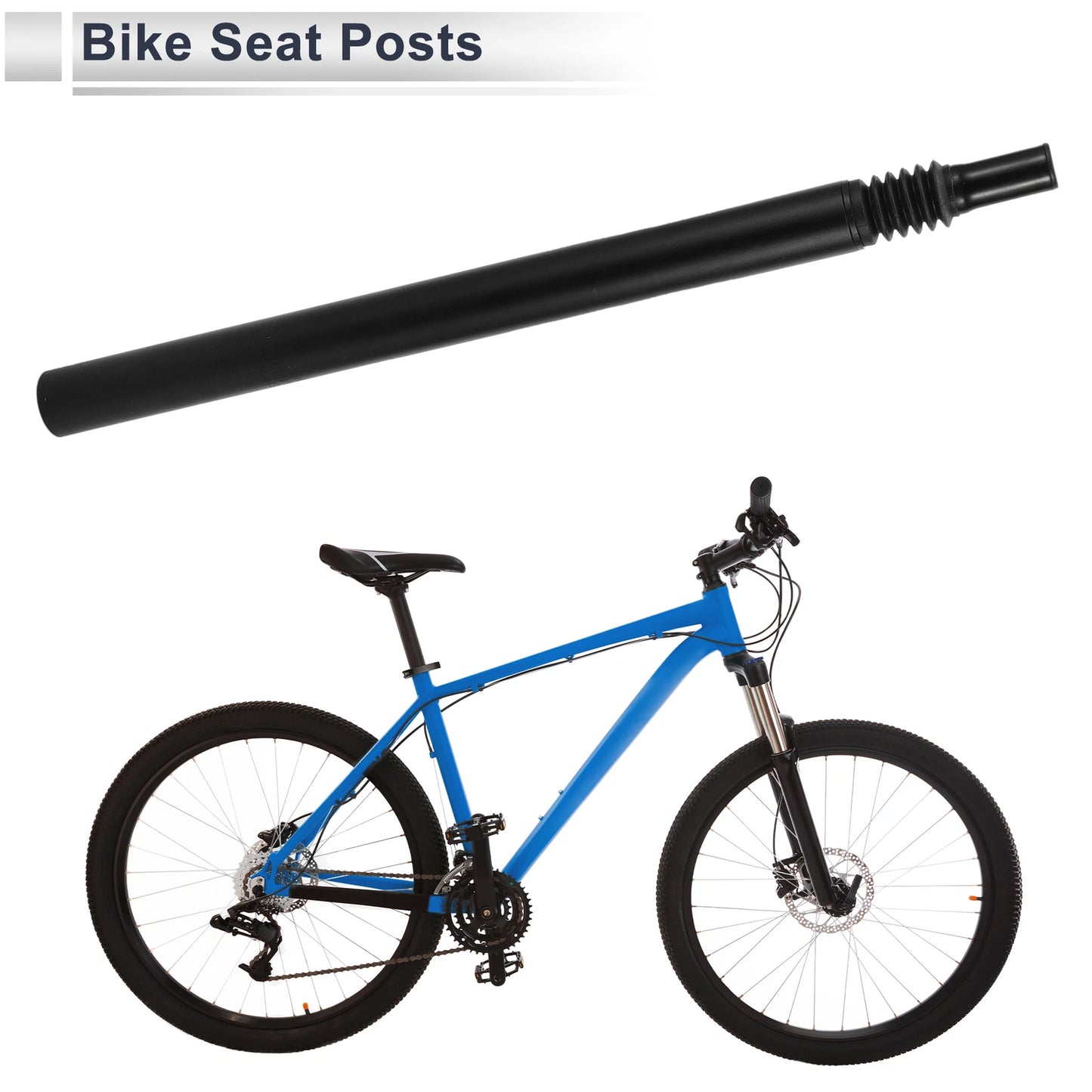 Bike Seat Post for Universal Fit (33.9mm x 500mm) Black Aluminum Alloy