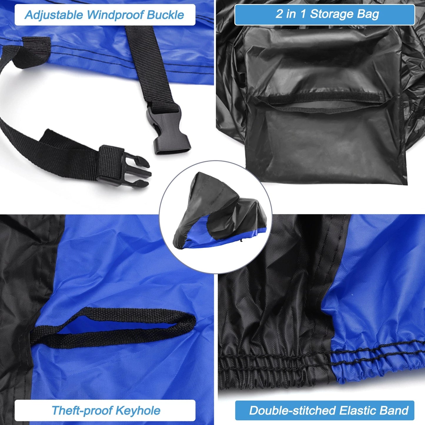 2 in 1 Storage Bag Motorcycle Cover for Yamaha R1 R6 R3 FZ-09 FZ-07 (2000–2023)