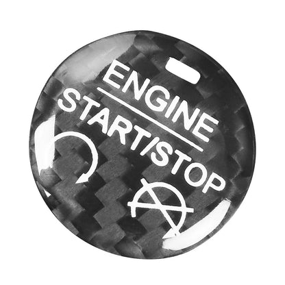Carbon Fiber Black Engine Start Stop Button Cover Trim for Ford Mustang (2015-2022)