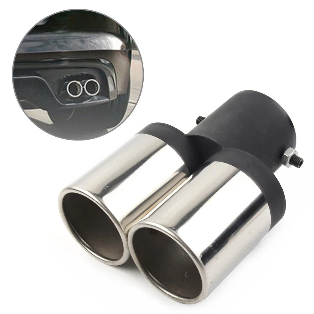 Dual Stainless Steel Exhaust Pipe Tail Muffler Tip for Universal Fit