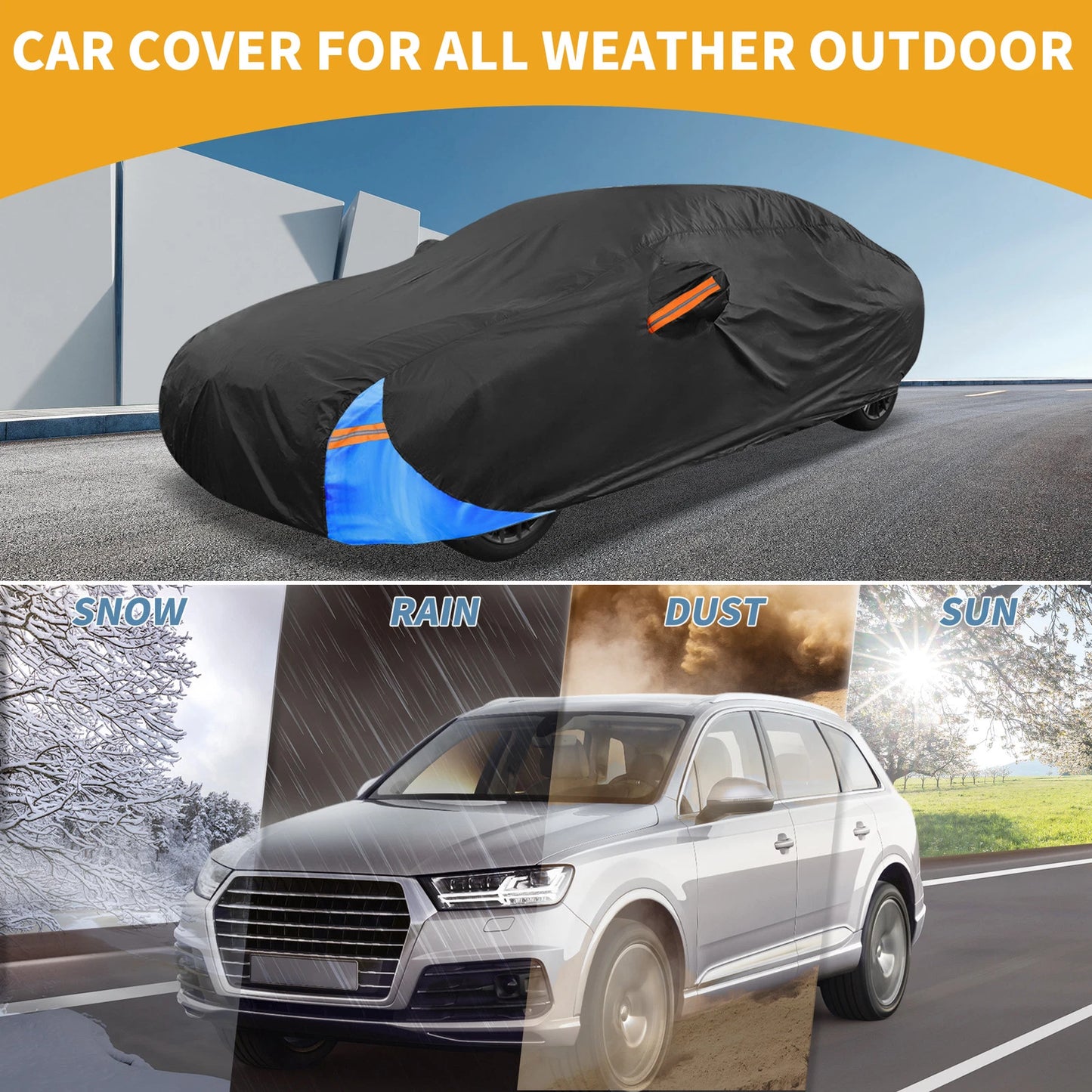 Car Cover Waterproof for Sedan 177" to 185" (Fits Various Models)