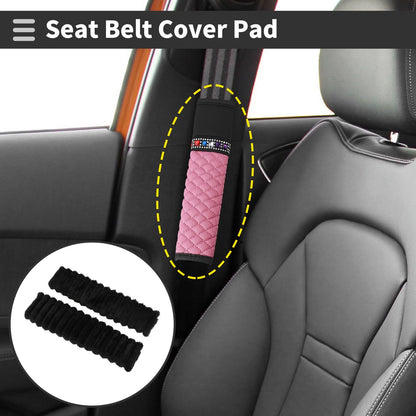 Set of 2 Black Seat Belt Cover Pads for Universal Fit (27cm)