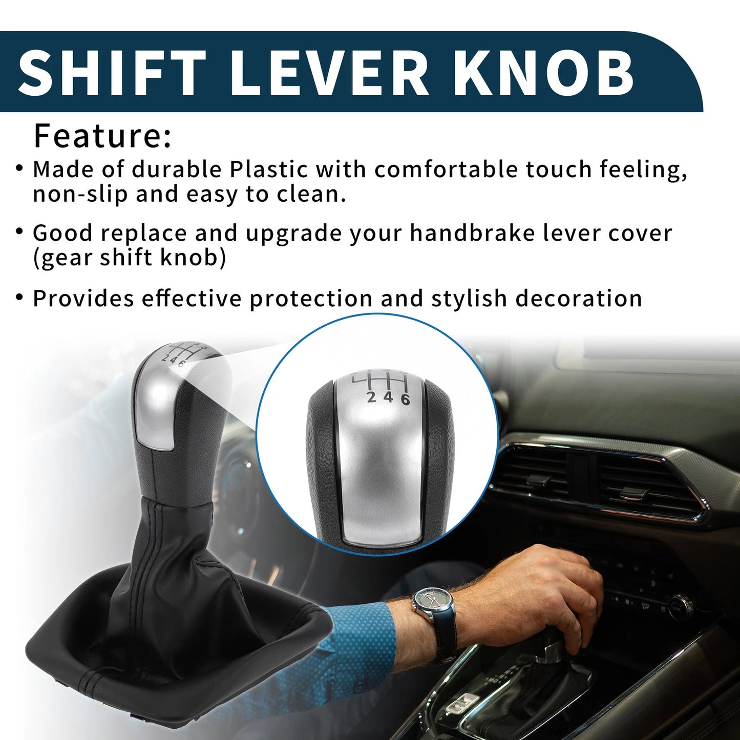 6 Speed Manual Gear Shift Knob with Cover for Skoda Octavia (2004–2012)