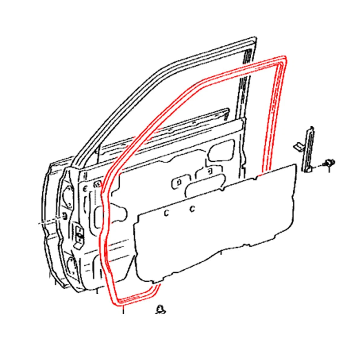 Set of 2 Front Door Weatherstrips for Toyota LiteAce TownAce (1999–2007)