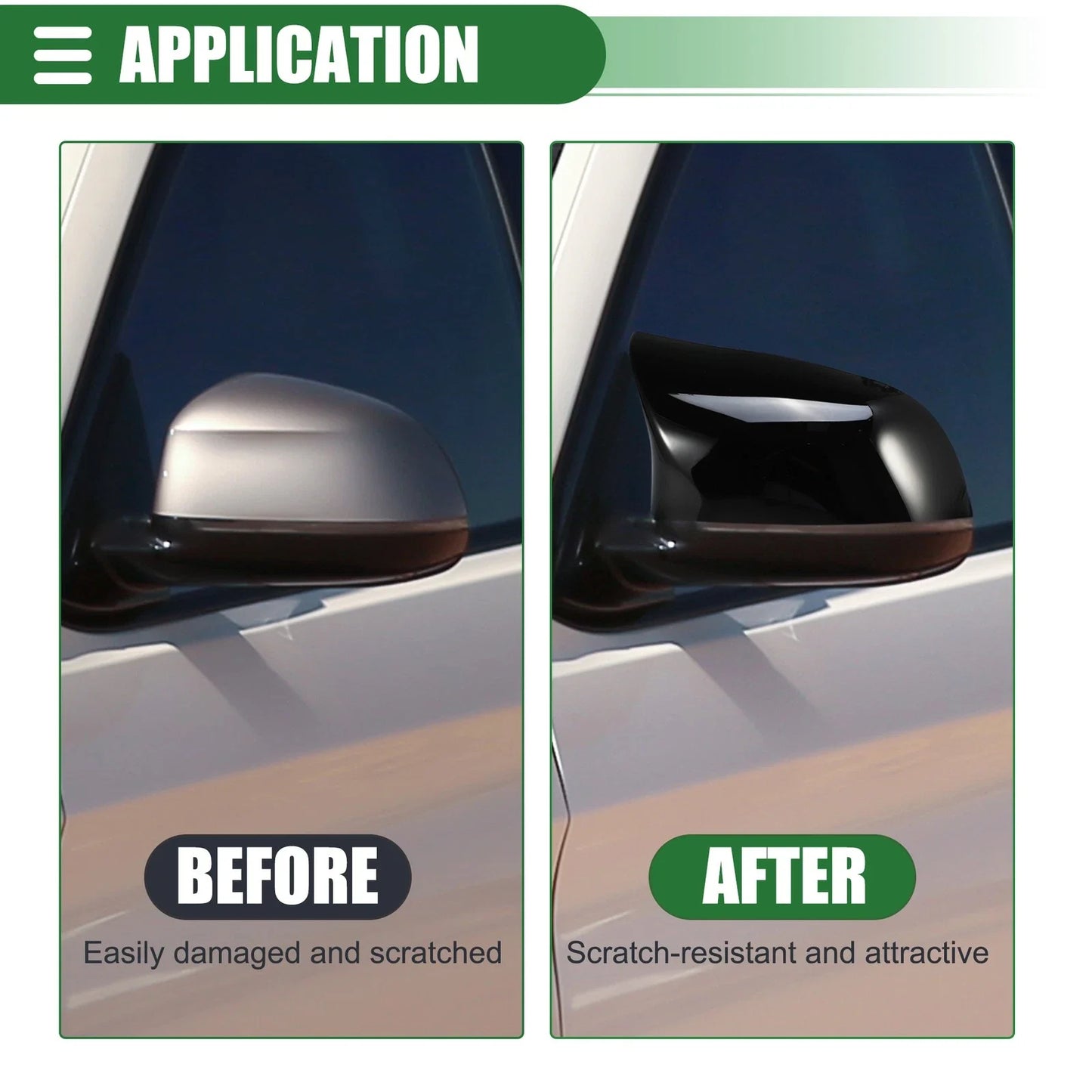 Pair Rearview Mirror Cover Gloss Black for BMW F15 X5 F16 X6 (2014-2017)