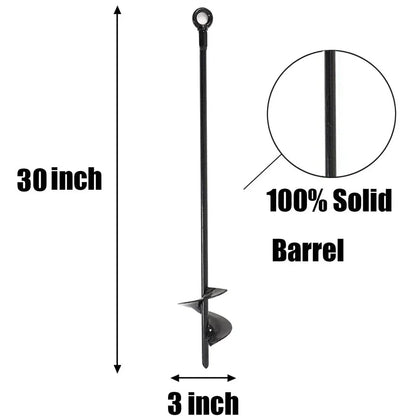 4 x 30" Long Heavy Duty Black Ground Anchor Hook Solid Steel Shaft