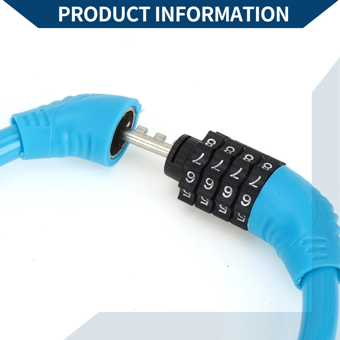 Bicycle Lock Ring Anti-Theft Resettable 4 Digit Mini Lock Blue