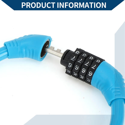 Bicycle Lock Ring Anti-Theft Resettable 4 Digit Mini Lock Blue