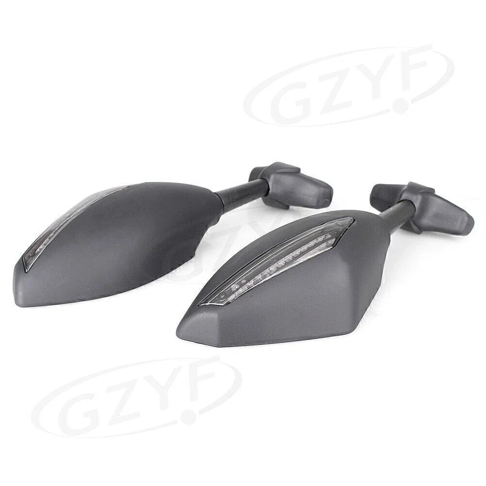 Rearview Mirrors w/ Amber Lights for Kawasaki Suzuki Yamaha Universal