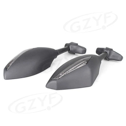 Rearview Mirrors w/ Amber Lights for Kawasaki Suzuki Yamaha Universal
